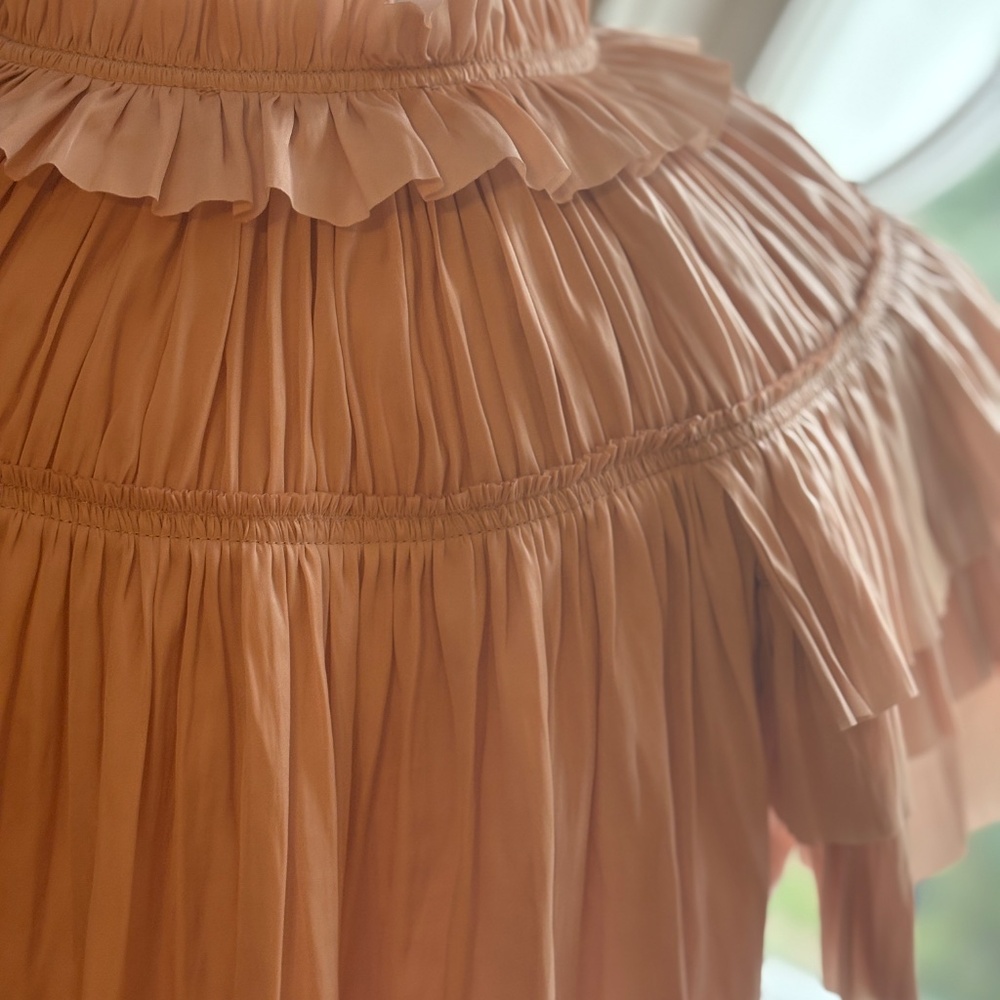 Designer Ulla Johnson Rouen Silk Ruffle Blouse - Picture 3 of 6